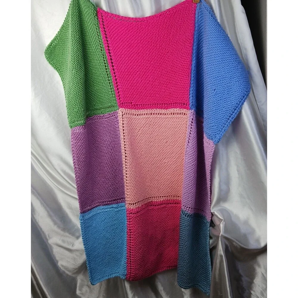 Hand Knitted Afghan Throw Blanket 32'' X 34''
